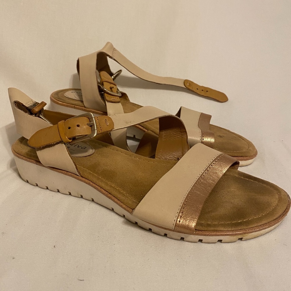 Comfortiva Nude and Rose Gold Sandals